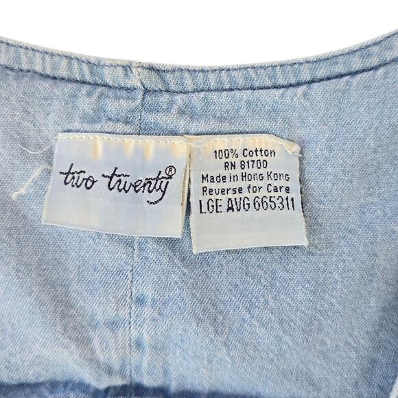 Vintage Chambray Cotton Denim Full Button Front Maxi Dress Pockets Size L - Picture 6 of 7